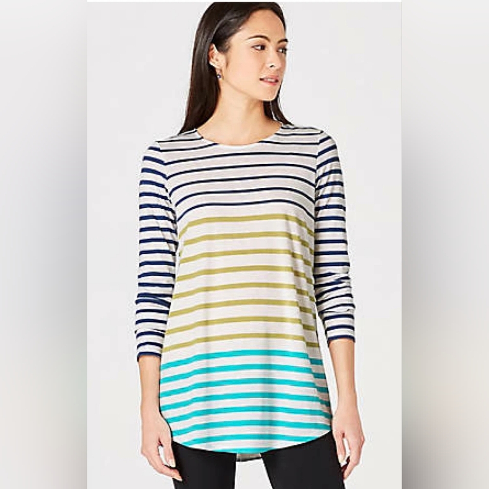 J. Jill Tunic Knit Long Sleeve Light Weight
Color Mint Multi Stripes Size Small